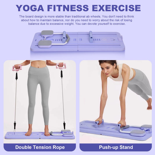 Foldable Pilates Reformer 4 in 1 Pushup Board Core Workout Equipment