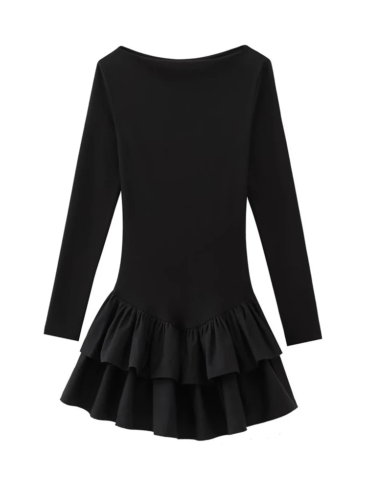 Fashion Women Solid Tierred Mini Dresses