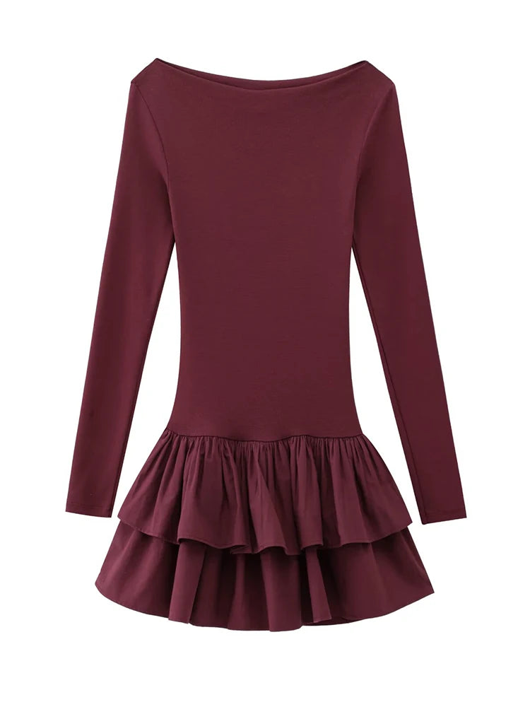 Fashion Women Solid Tierred Mini Dresses